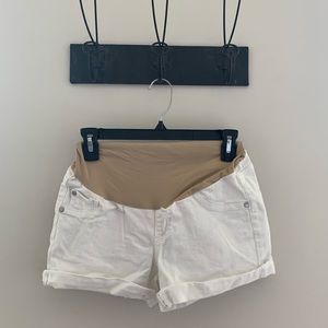 Indigo Blue Shorts - White maternity jean shorts Indigo Blue Shorts - White maternity jean shorts